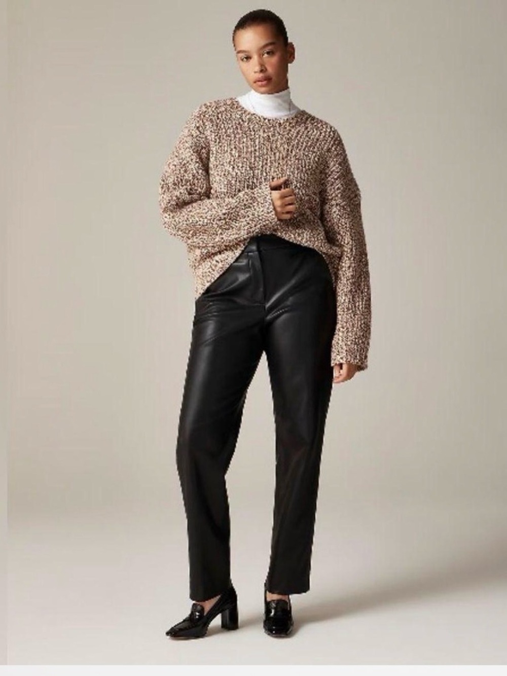 J. Crew Kate BU141 Black Faux Leather ankle Straight-Leg Pants size 16